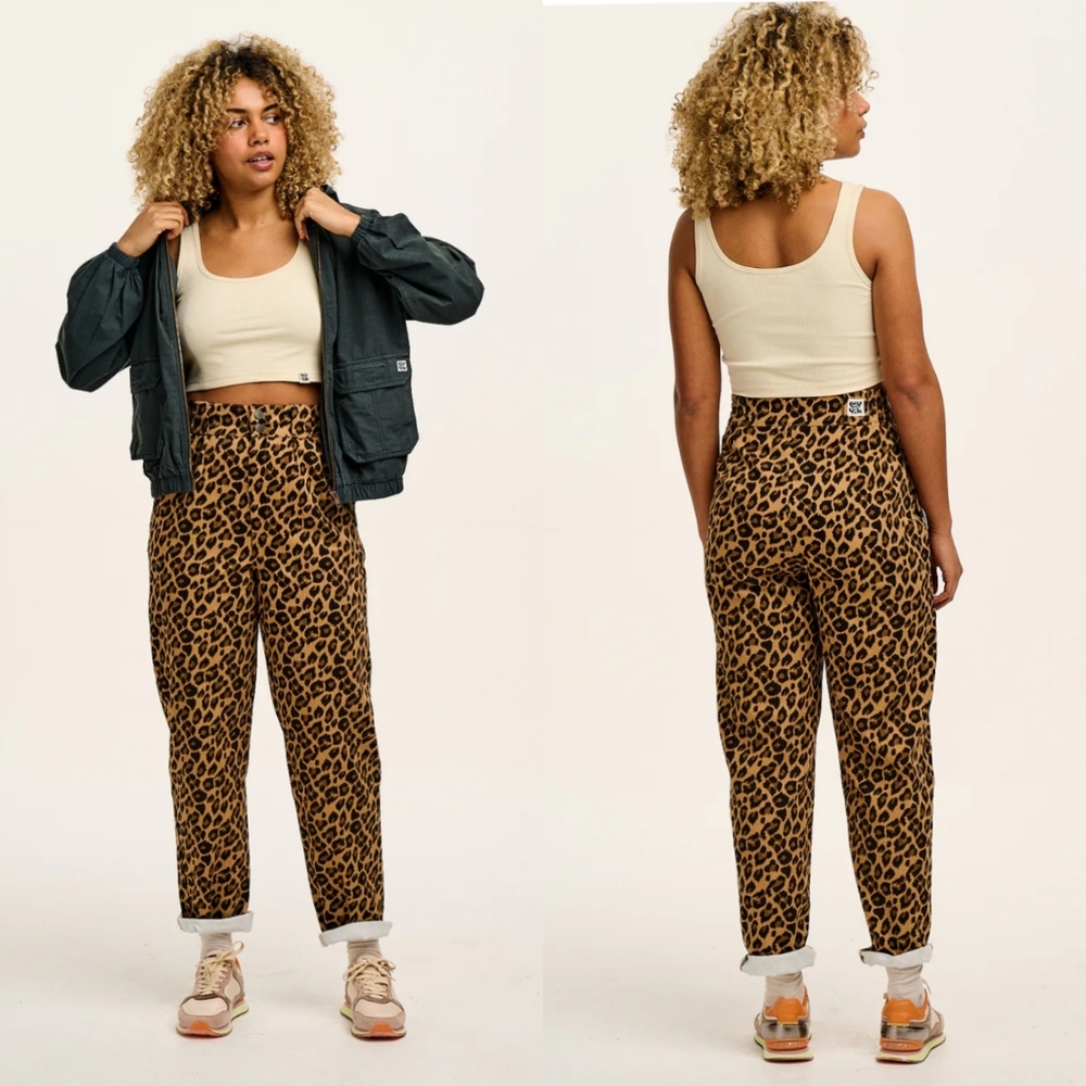 Lucy & Yak Leopard Print Widw Leg Jeans - Brown & Black
